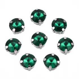 Šatonová růže v kotlíku, 8 mm, 5 ks, zelená/platinová