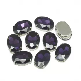 Šatonová růže v kotlíku, 8x6x4 mm, 5 ks, ametist/platinová