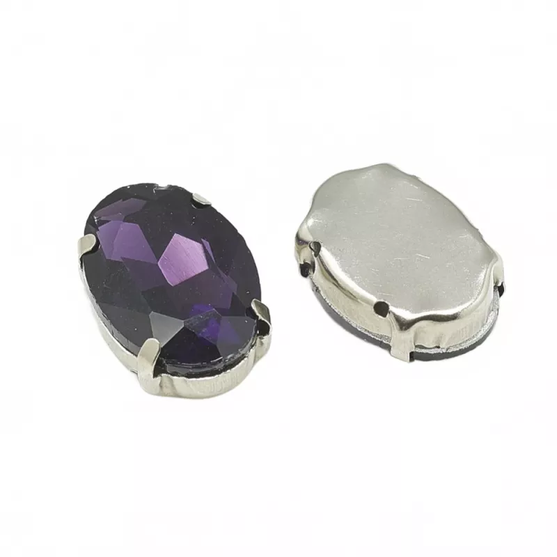 Šatonová růže v kotlíku, 8x6x4 mm, 5 ks, ametist/platinová