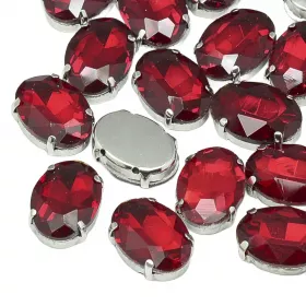 Šatonová růže v kotlíku, 8x6x4 mm, 5 ks, červená/platinová