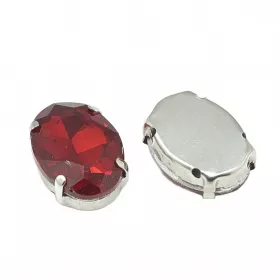 Šatonová růže v kotlíku, 8x6x4 mm, 5 ks, červená/platinová