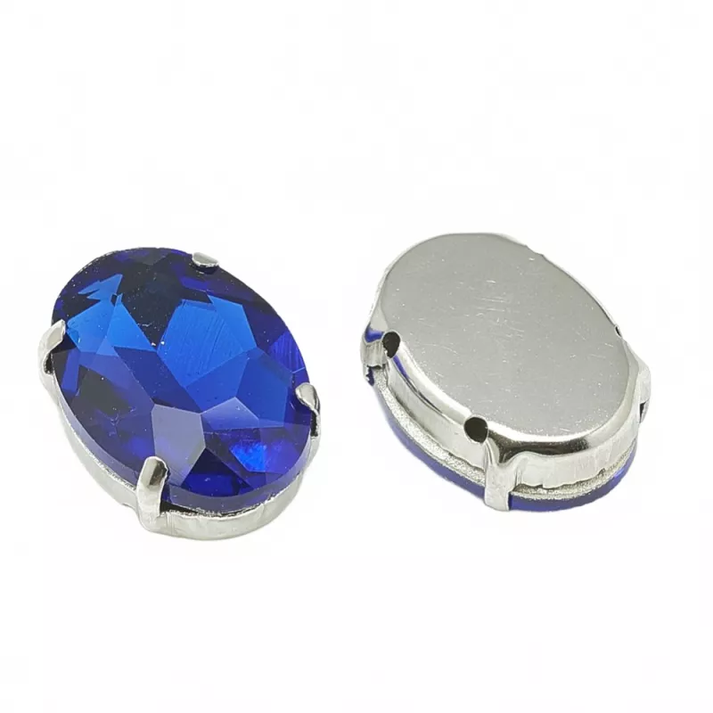 Šatonová růže v kotlíku, 8x6x4 mm, 5 ks, safírová/platinová