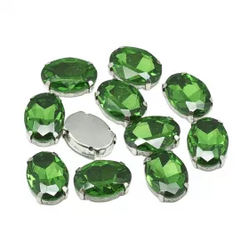 Šatonová růže v kotlíku, 8x6x4 mm, 5 ks, zelená/platinová