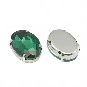 Šatonová růže v kotlíku, 8x6x4 mm, 5 ks, smaragdová/platinová