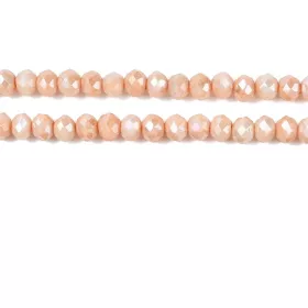 Skleněné broušené korálky 3,5x2,5 mm, 110 ks, plnobarevná světle meruňková s AB pokovem
