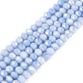 Skleněné broušené korálky 3,5x2,5 mm, 110 ks, plnobarevná světle modrá s AB ...