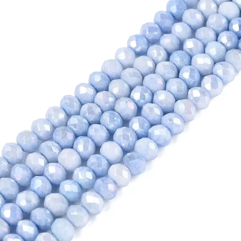 Skleněné broušené korálky 3,5x2,5 mm, 110 ks, plnobarevná světle modrá s AB ...