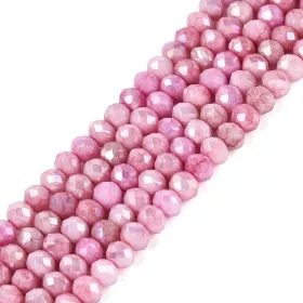 Skleněné broušené korálky 3,5x2,5 mm, 110 ks, plnobarevná flamingo s AB pokovem