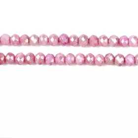Skleněné broušené korálky 3,5x2,5 mm, 110 ks, plnobarevná flamingo s AB pokovem