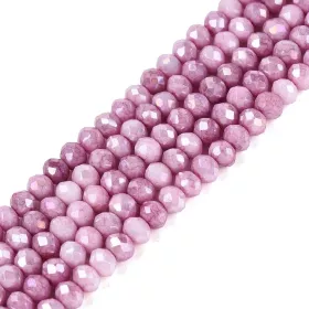 Skleněné broušené korálky 3,5x2,5 mm, 110 ks, plnobarevná růžovofialová s AB pokovem