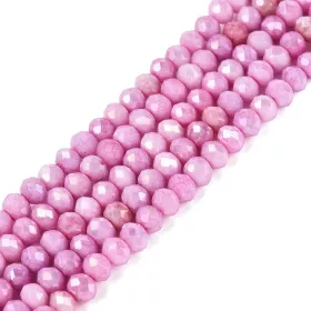 Skleněné broušené korálky 3,5x2,5 mm, 110 ks, plnobarevná fialovorůžová s AB pokovem