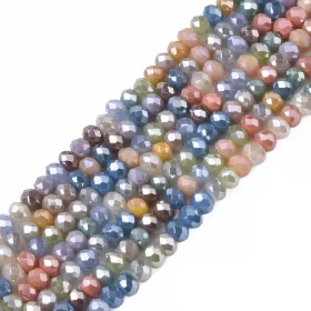 Skleněné broušené korálky 3x2 mm, 180 ks, mix. barev plnobarevné s lustrovým pokovem