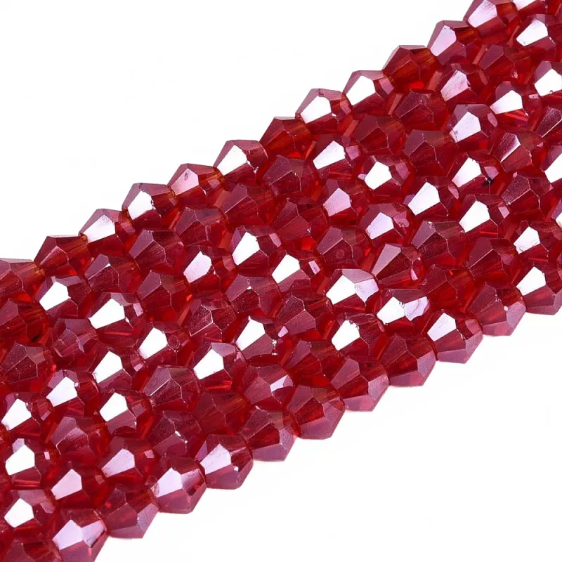 Skleněné sluníčko 3x3 mm, 104 ks, tmavě červená s lustrovým pokovem