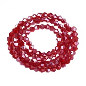 Skleněné sluníčko 3x3 mm, 104 ks, tmavě červená s lustrovým pokovem