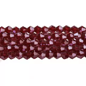 Skleněné sluníčko 4x4 mm, 80 ks, tmavě červená s lustrovým pokovem