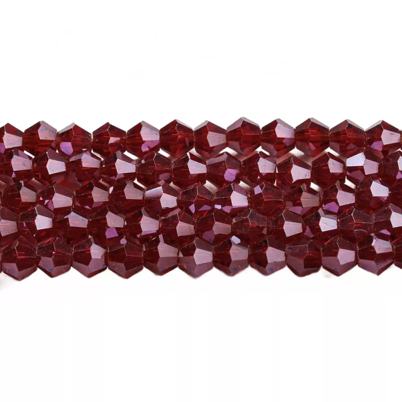 Skleněné sluníčko 4x4 mm, 80 ks, tmavě červená s lustrovým pokovem