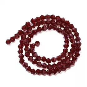 Skleněné sluníčko 4x4 mm, 80 ks, tmavě červená s lustrovým pokovem