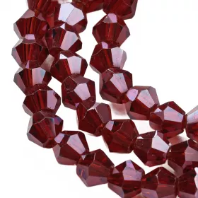 Skleněné sluníčko 4x4 mm, 80 ks, tmavě červená s lustrovým pokovem