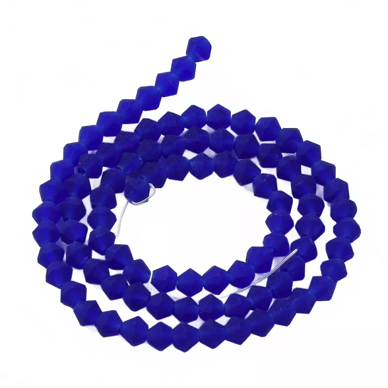 Skleněné sluníčko 4x4 mm, 84 ks, matná královská modrá