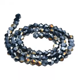 Skleněné sluníčko 4x4 mm, 86 ks, tmavě modrá s AB pokovem