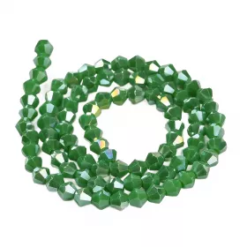 Skleněné sluníčko 4x4 mm, 86 ks, zelená s AB pokovem