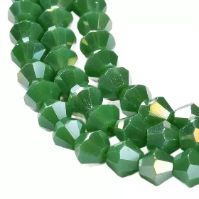 Skleněné sluníčko 4x4 mm, 86 ks, zelená s AB pokovem