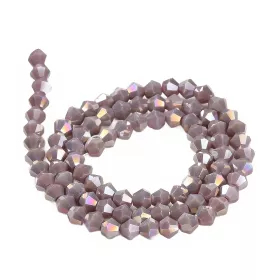 Skleněné sluníčko 4x4 mm, 88 ks, šedofialová s AB pokovem