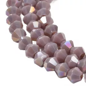 Skleněné sluníčko 4x4 mm, 88 ks, šedofialová s AB pokovem