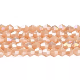 Skleněné sluníčko 4x4 mm, 90 ks, meruňková s AB pokovem