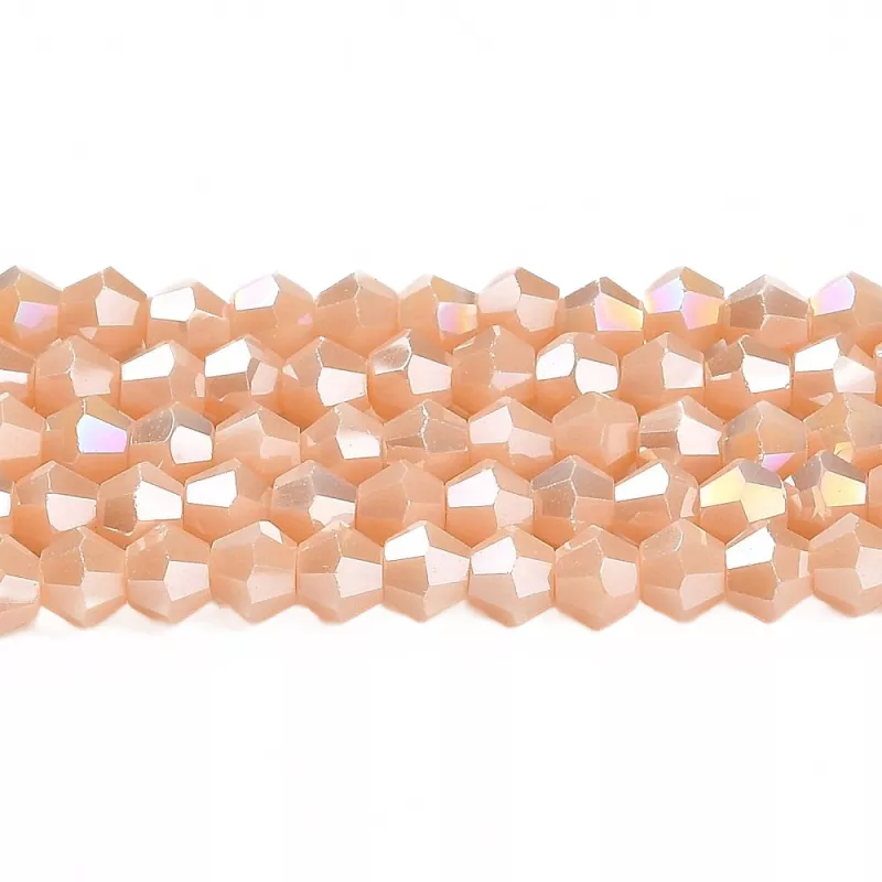 Skleněné sluníčko 4x4 mm, 90 ks, meruňková s AB pokovem