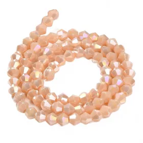 Skleněné sluníčko 4x4 mm, 90 ks, meruňková s AB pokovem