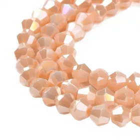 Skleněné sluníčko 4x4 mm, 90 ks, meruňková s AB pokovem