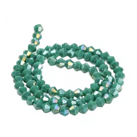 Skleněné sluníčko 4x4 mm, 90 ks, tyrkysově zelená s AB pokovem