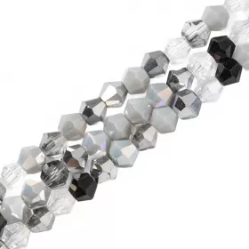 Skleněné sluníčko 4x4 mm, 94 ks, mix šedá, černá, čirá a duhovým pokovem