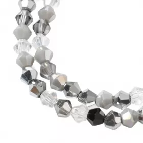 Skleněné sluníčko 4x4 mm, 94 ks, mix šedá, černá, čirá a duhovým pokovem