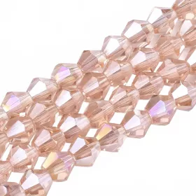 Skleněné sluníčko 6 mm, 45 ks, losoová s AB pokovem