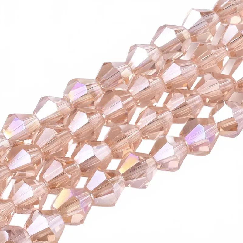 Skleněné sluníčko 6 mm, 45 ks, losoová s AB pokovem