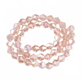 Skleněné sluníčko 6 mm, 45 ks, losoová s AB pokovem