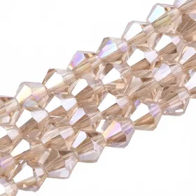 Skleněné sluníčko 6 mm, 45 ks, písková s AB pokovem