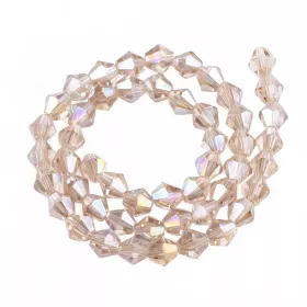 Skleněné sluníčko 6 mm, 45 ks, písková s AB pokovem