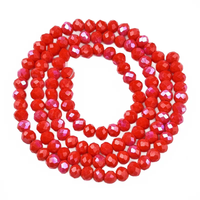 Slavík 4x3 mm, 104 ks, plnobarevná červená s AB pokovem