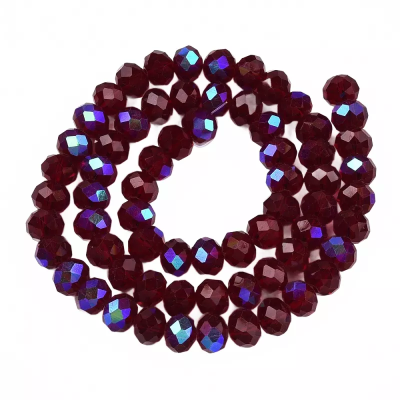 Slavík 6x4 mm, 82 ks, tmavě červená s AB pokovem