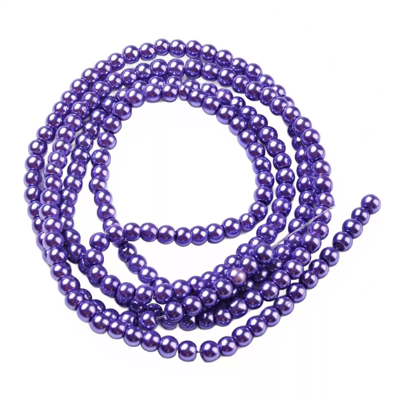 Voskované perle 4 mm, 205 ks, fialové