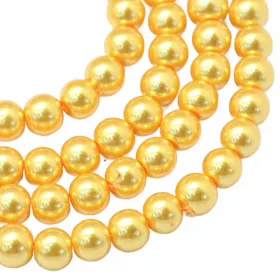 Voskované perle 8 mm, 105  ks,  oranžovožlutá