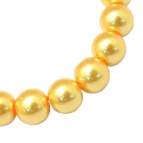 Voskované perle 8 mm, 105 ks, oranžovožlutá