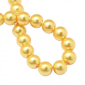 Voskované perle 8 mm, 105 ks, oranžovožlutá