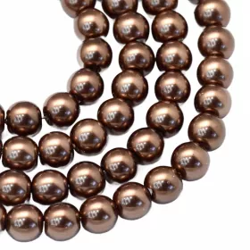 Voskované perle 8 mm, 105  ks,  středně hnědá