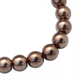 Voskované perle 8 mm, 105 ks, středně hnědá