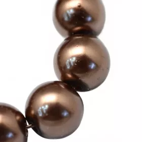 Voskované perle 8 mm, 105 ks, středně hnědá