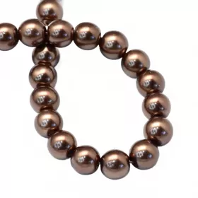 Voskované perle 8 mm, 105 ks, středně hnědá